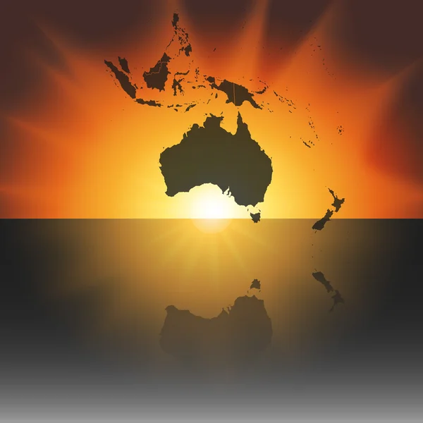 Australien Karte auf dem Sonnenuntergang — Stockvektor