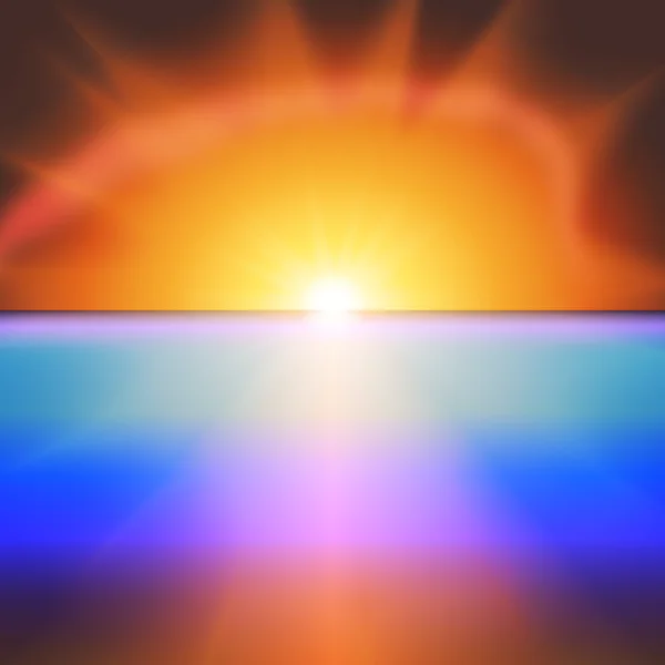 Coucher de soleil avec soleil — Image vectorielle