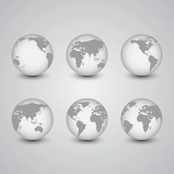 Conjunto de globos, Vector de Mapa del Mundo — Archivo Imágenes Vectoriales