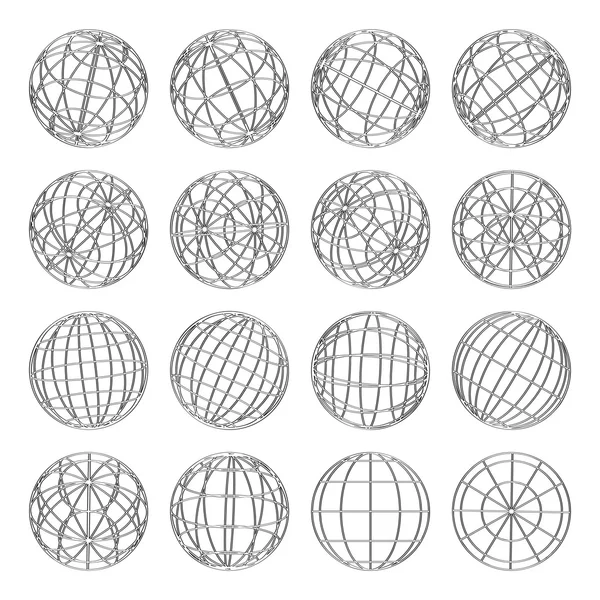 Set di globi astratti, illustrazione vettoriale — Vettoriale Stock