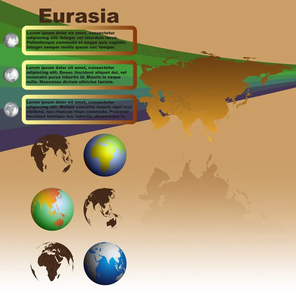 Eurasien karta på brun bakgrund vektor — Stock vektor