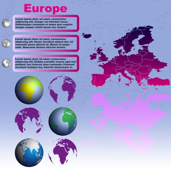 Europa mappa su sfondo blu vettoriale — Vettoriale Stock