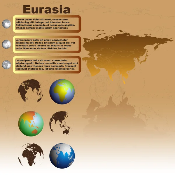 Eurasia map on brown background vector — Stock Vector