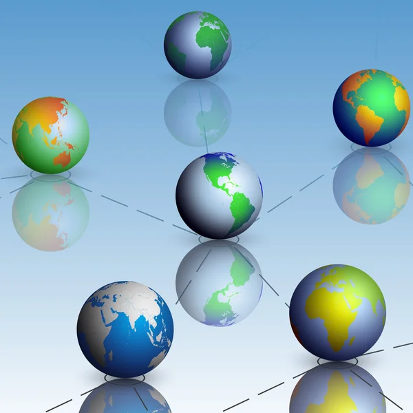 Conjunto de globo mapa del mundo con vector de sombra — Vector de stock