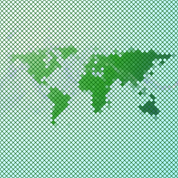 抽象的绿色马赛克，世界地图矢量图 — 图库矢量图片