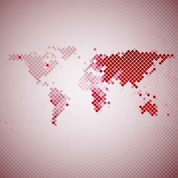 抽象的红色马赛克，世界地图矢量图 — 图库矢量图片