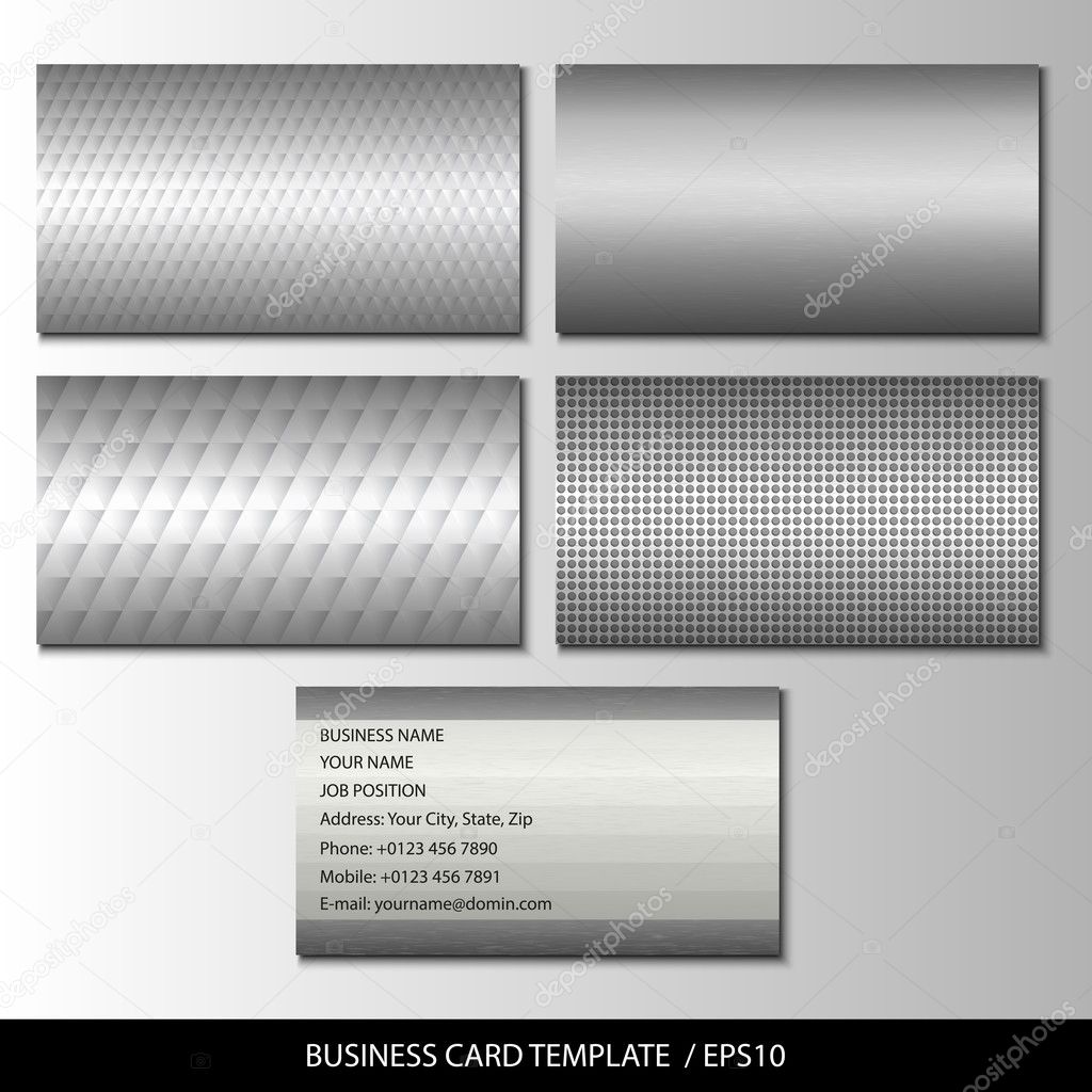 Set of metallic themed business card templates vector
