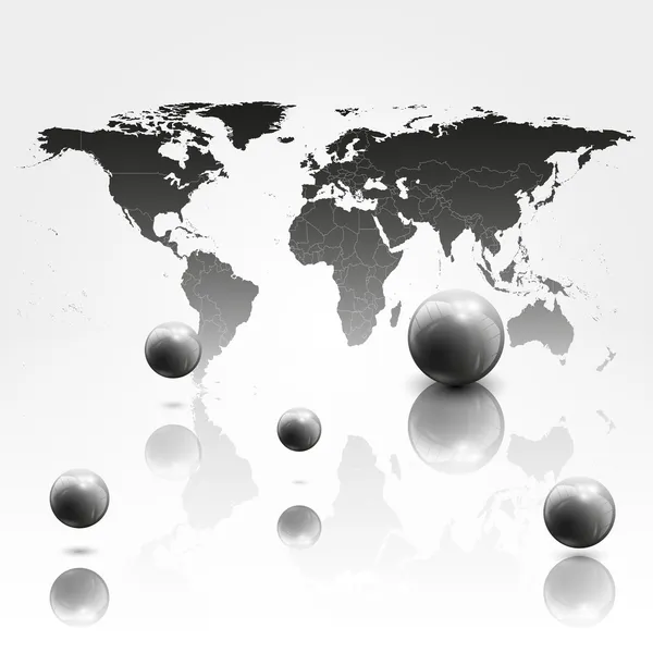 Mundo mab fondo con 3D esferas vector ilustración — Archivo Imágenes Vectoriales