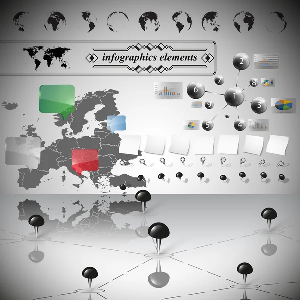 Europe map, different icons and Information graphics, infographic vector illustration — Stock Vector