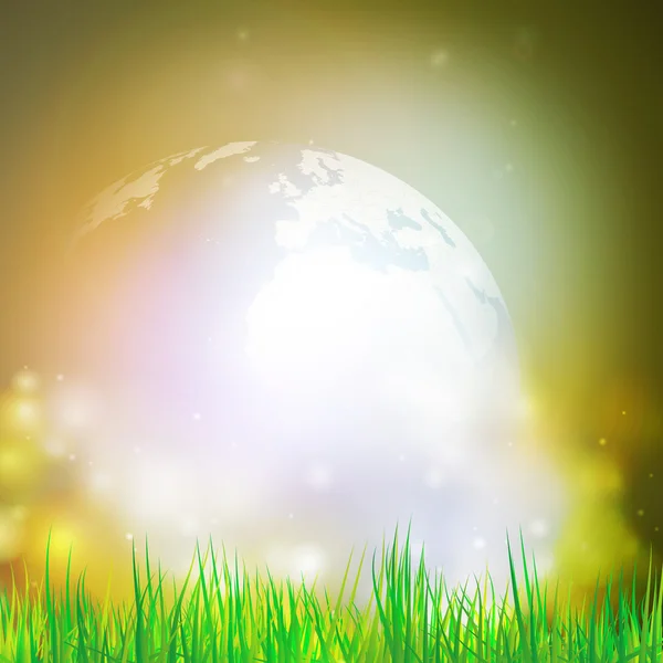 Abstrakter Hintergrund des Globus mit Grasvektorillustration. — Stockvektor
