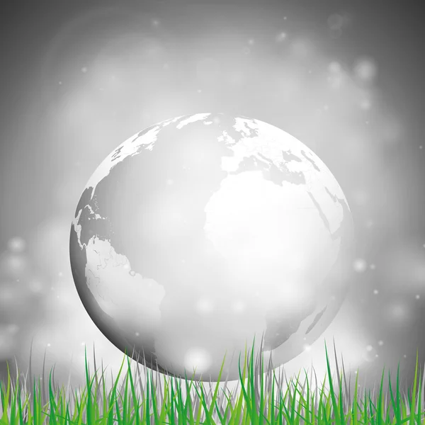 Abstracte achtergrond van wereldbol met gras vectorillustratie. onze thuis van andere kant bekijken — Stockvector