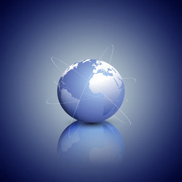 Globus Netzwerkverbindungen, blaues Design Hintergrund Vektor Illustration — Stockvektor