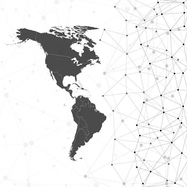 Nord e Sud America mappa vettoriale, illustrazione per la comunicazione — Vettoriale Stock