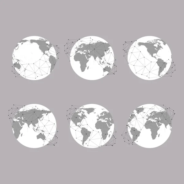Globenset, Vektordarstellung der Weltkarte, Hintergrund für die Kommunikation — Stockvektor