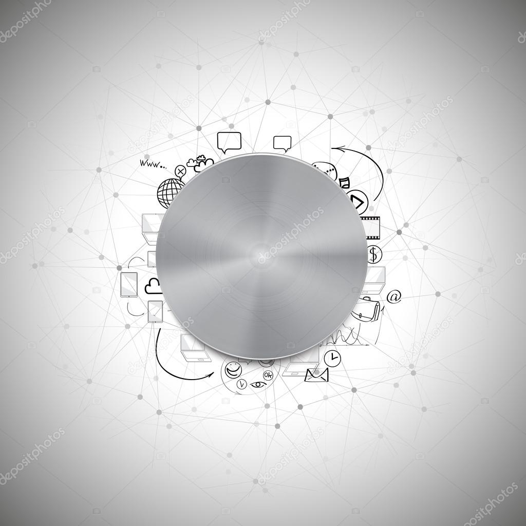 Metal power button with other doodle design elements vector illustration