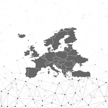 Avrupa harita plan vektör, iletişim illüstrasyon