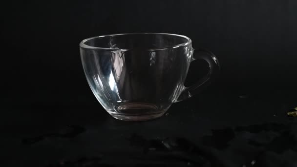 Pour Rose Hips Glass Transparent Cup Making Tea — Stock Video