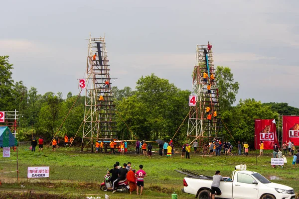 Raketa Vzlétá Nebes Raketový Festival Provincii Yasothon Thajsko Května 2022 — Stock fotografie