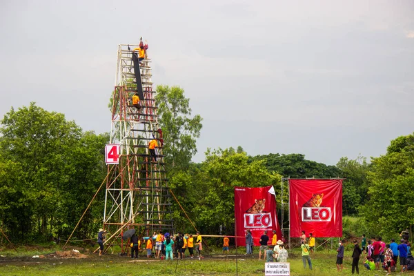 Raketa Vzlétá Nebes Raketový Festival Provincii Yasothon Thajsko Května 2022 — Stock fotografie