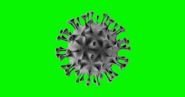 Célula Viral Aislada Una Pantalla Verde Coronavirus Rotando Espacio Fondo — Vídeo de stock