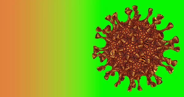 Virus cell is an isolated tiger color on a green screen. — Stock Photo, Image