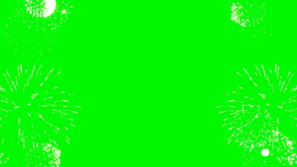 Fireworks Frame Isolated Green Background Salute Pyrotechnics Exploding Screen — Stock Video