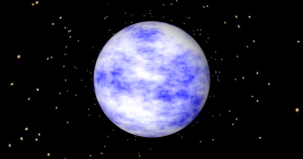 Blauer Planet kreist im All zwischen den Sternen. — Stockvideo