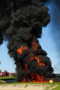 The flame is explosive large and firefighters.
