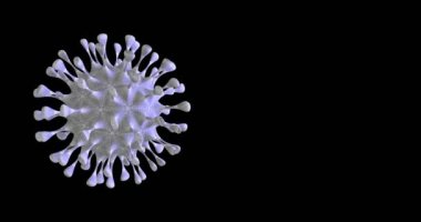 Pearl virus cell moves on a black background.