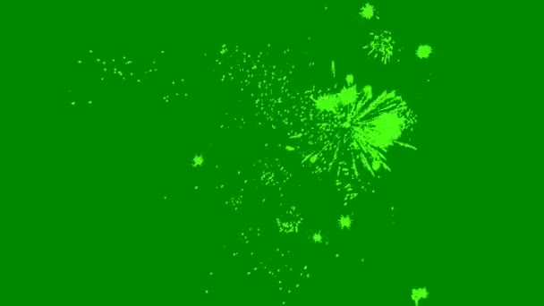 Fuegos Artificiales Festivos Aislados Sobre Fondo Verde Ráfagas Hilarantes Fuegos — Vídeo de stock