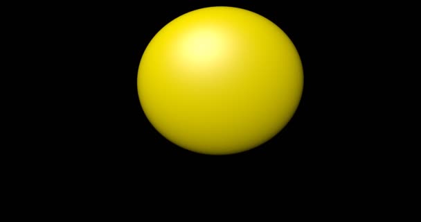 Hipnotyczna Żółta Kula Odbija Się Czarnym Tle Amortyzująca Elastyczna Abstrakcyjna — Wideo stockowe
