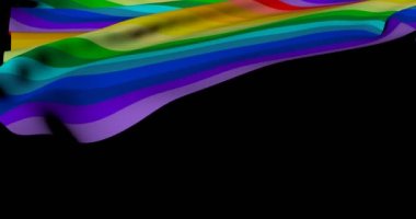 Gökkuşağı çizgili çok renkli kumaş. LGBT bayrağı dalgalanıyor..