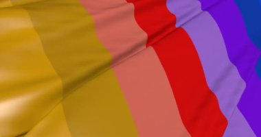 Gökkuşağı çizgili çok renkli kumaş. LGBT bayrağı dalgalanıyor..