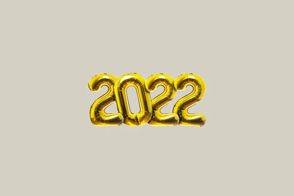 Gold Balloons 2022 Beige Background New Year Eve 2022 Cover — Stock Photo, Image