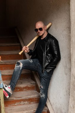 Bald guy leather jacket online