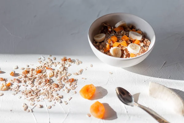 Delicioso Café Manhã Saudável Com Vitaminas Início Manhã Muesli Uma — Fotografia de Stock