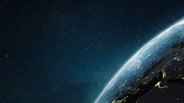 Powierzchnia Planety Ziemi Kosmosie Zewnętrzna Ciemna Tapeta Noc Planecie Światłami — Zdjęcie stockowe