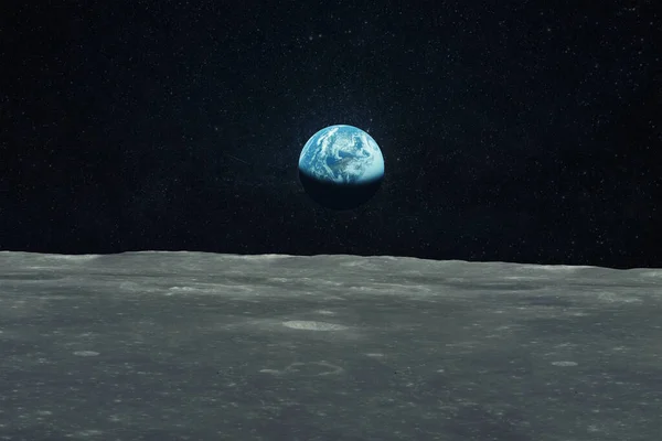 Pohled Modrou Planetu Měsíce Cestování Měsíc Tapeta Mezery — Stock fotografie