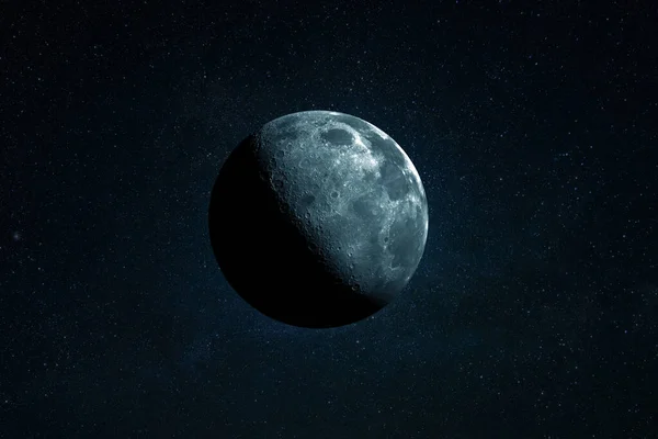美丽的月球卫星在恒星深空 空间墙纸 — 图库照片