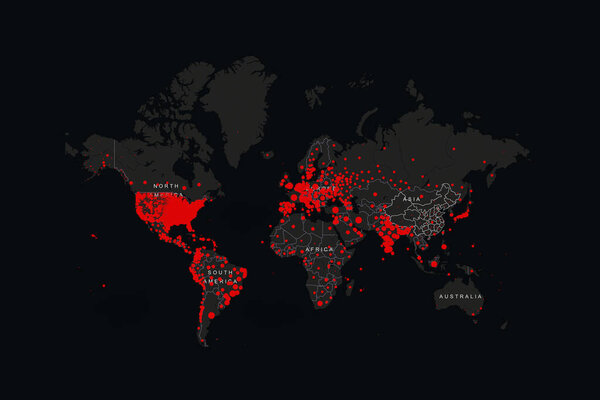 Red World map of Coronavirus (Covid-19), Countries with Covid-19, Covid 19 map confirmed cases report worldwide globally. Coronavirus disease 2021 situation update worldwide coronavirus spread