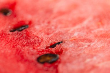 Çukurlu ve dokulu lezzetli karpuz, makro. Yaz zamanı konsepti