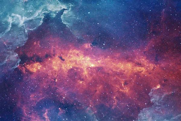 深空背景 星际红云和蓝云的灰尘和气体 带星云和恒星的空间背景 — 图库照片