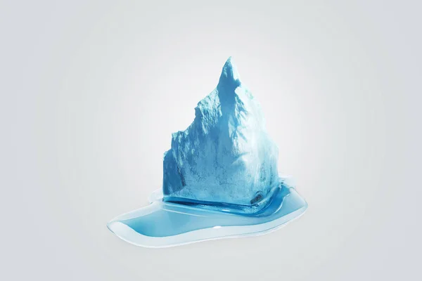 Buzdağı Beyaz Arka Planda Erir Küresel Isınma Eriyen Buzullar Konsept — Stok fotoğraf