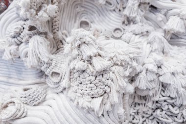 Beyaz bir yelkenli ipi. Kumaş dokusu. Sanayi