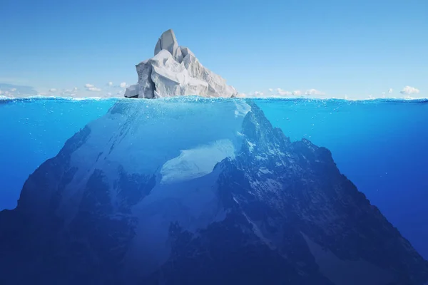 Amazing beautiful white iceberg view underwater ocean tip iceberg