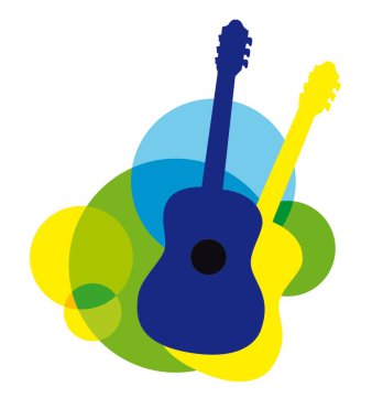 Gitarlı müzik grafiği. Grafik aynı zamanda cmyk grafik olarak kullanılacak.