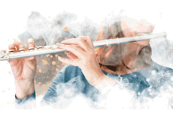 Gráfico Musical Com Flauta Transversal — Vetor de Stock