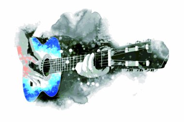 Soyut efektli gitar müzik illüstrasyonu.