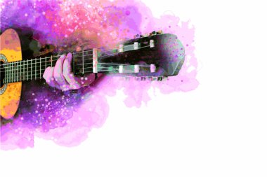 Soyut efektli gitar müzik illüstrasyonu.