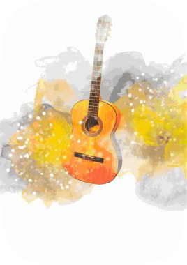 Soyut efektli gitar müzik illüstrasyonu.